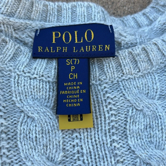 Polo Ralph Lauren girls cable knit sweater gray size 7 small - Picture 3 of 5